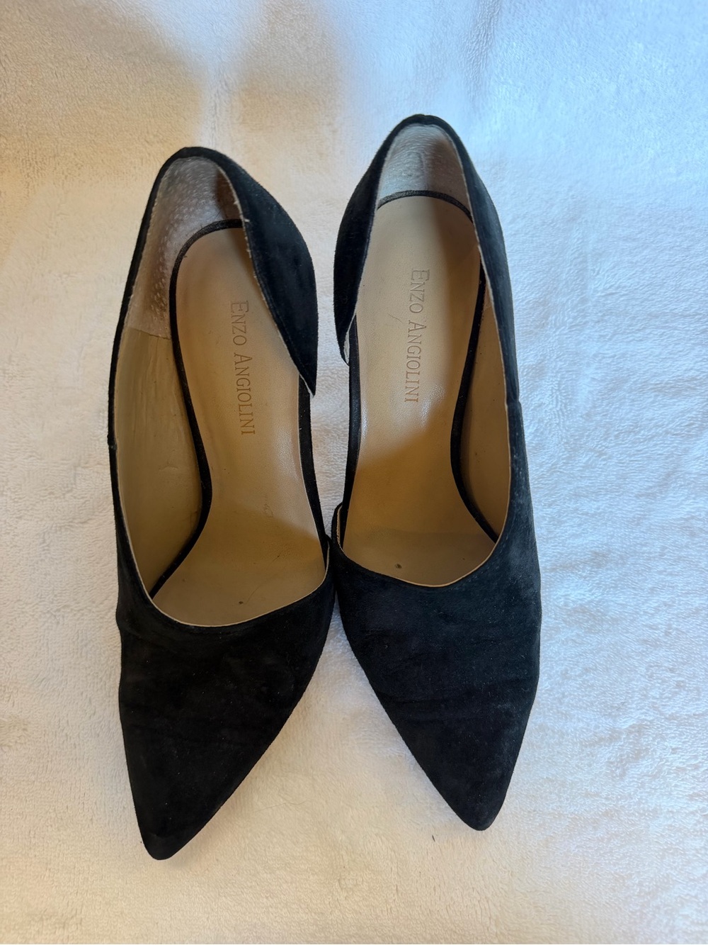 Enzo Angiolini Black Suede Pointed Toe Pumps